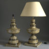 Pair of faux marble lamps