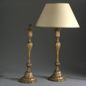 Pair of Carved Gilded Table Lamps