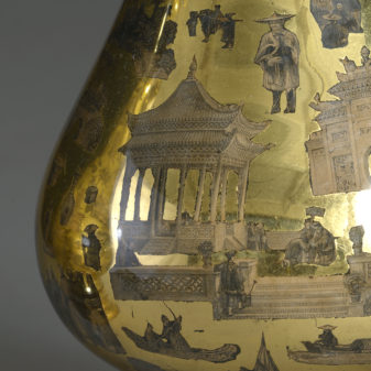 Mid-20th century decalcomania vase lamp
