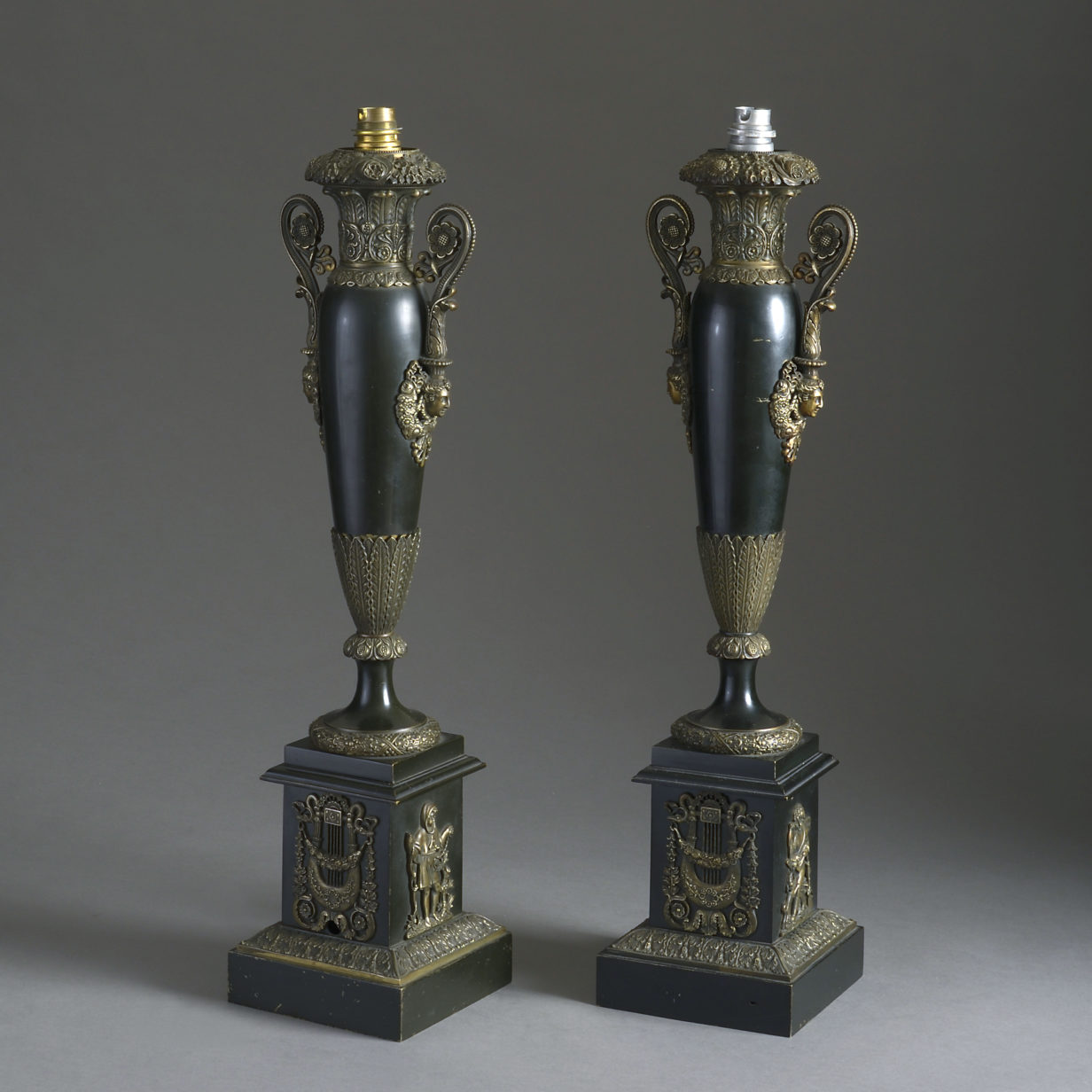 Pair of early 19th century restauration period tole lamps