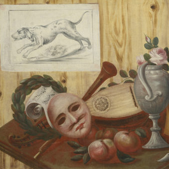 19th century still life trompe-l'oeil oil