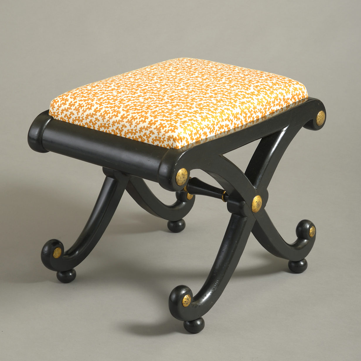 19th century william iv period ebonised x-frame stool
