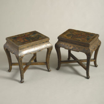 19th century pair of lacquer low end tables