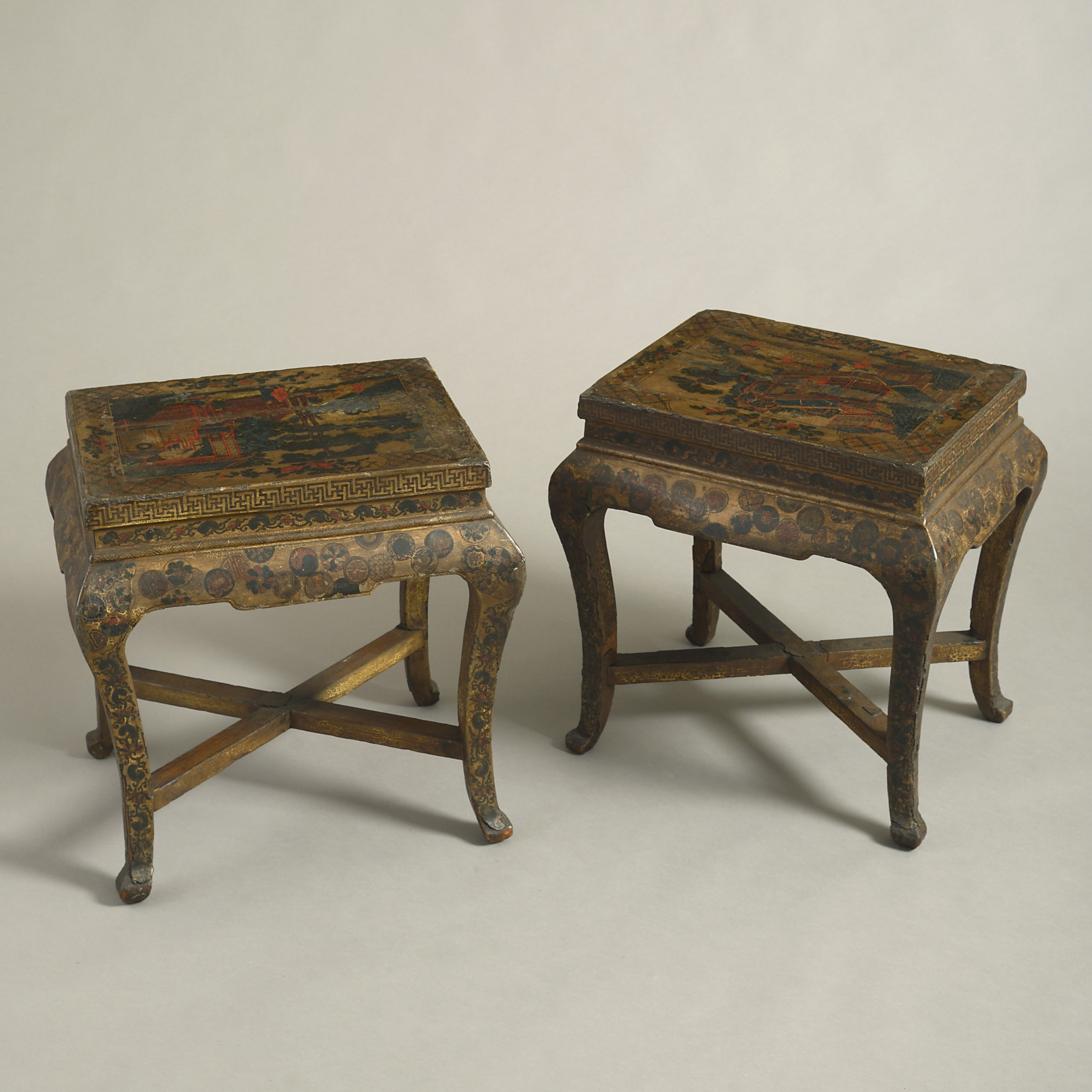 19th Century Pair of Lacquer Low End Tables Timothy Langston Fine Art