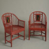 Pair of Red Lacquer Armchairs
