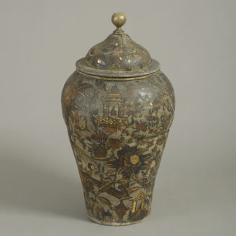 Large 18th century arte povera ceramic vase and cover