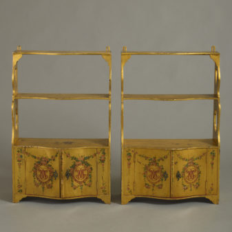 Pair of 18th century yellow painted hanging shelves