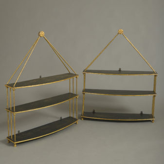 Pair of Regency Black Hanging Shelves