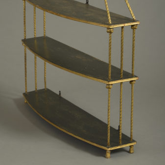 Pair of regency black hanging shelves