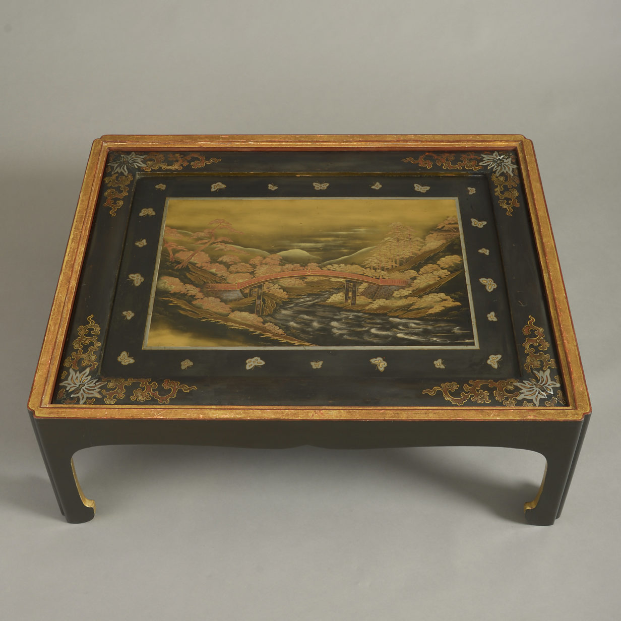19th century japanese lacquer panel low table