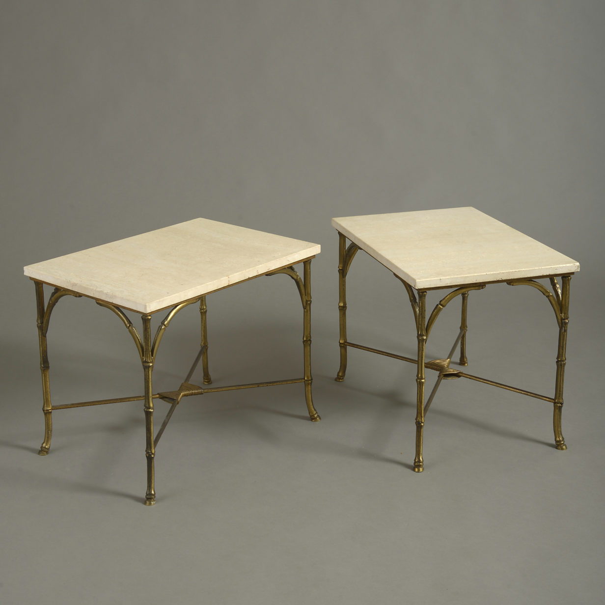 Pair of faux bamboo end tables