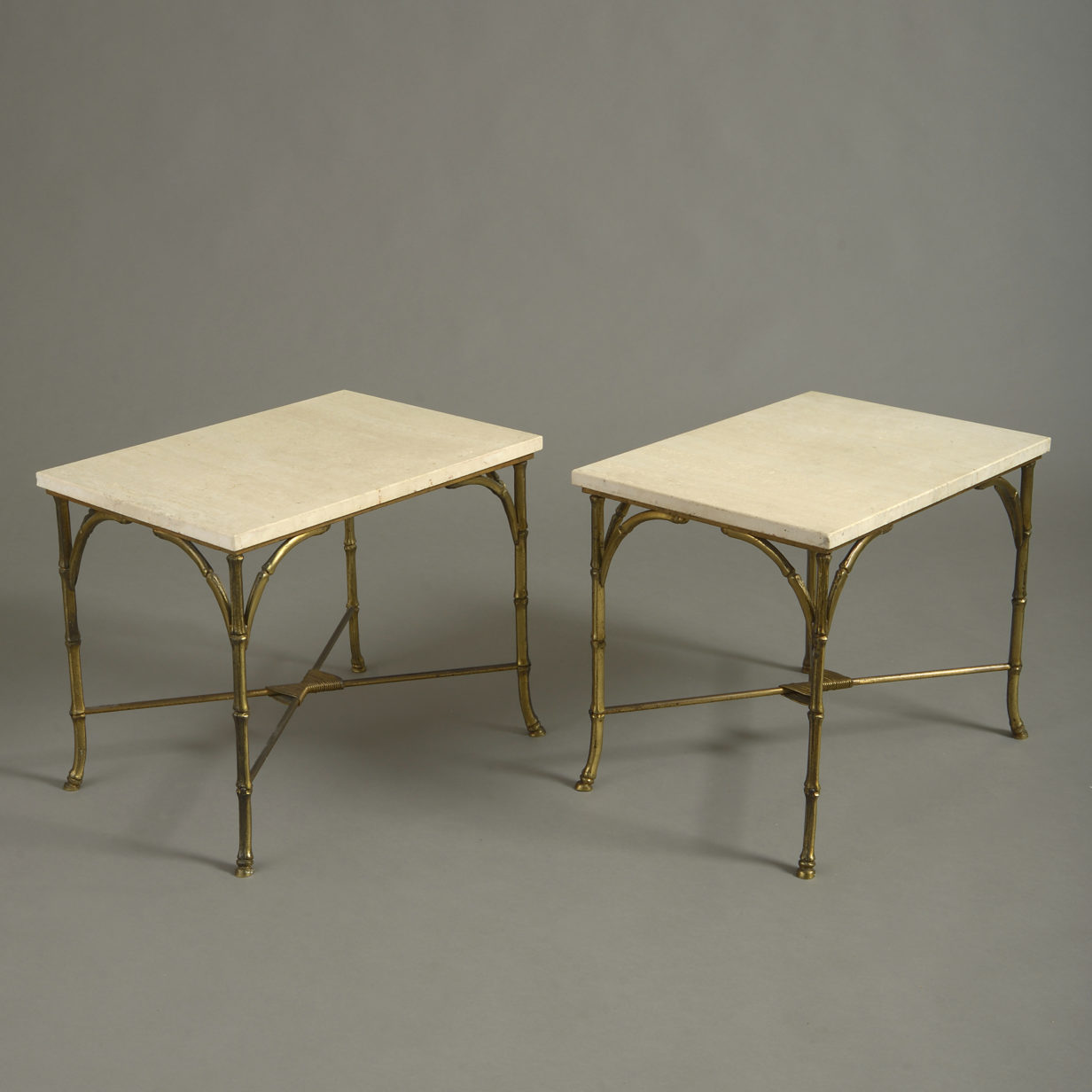 Pair of mid-century faux bamboo end tables
