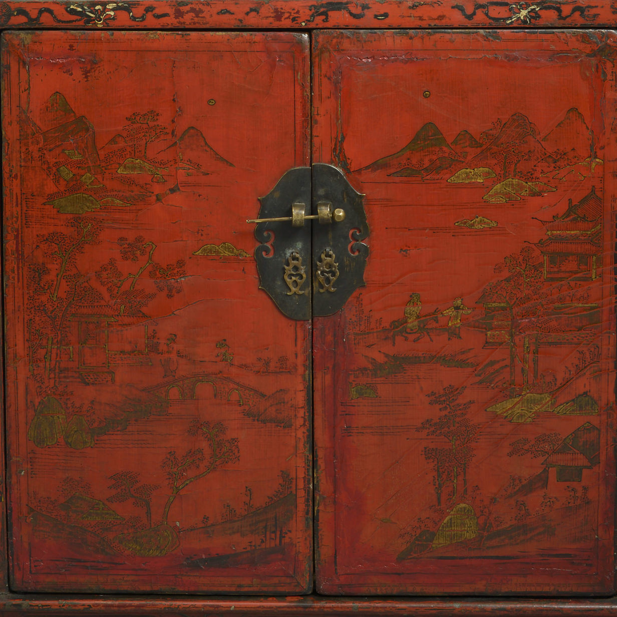 Early 19th century red lacquer cabinet