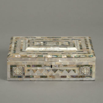20th century mother of pearl mosaic jewellery box