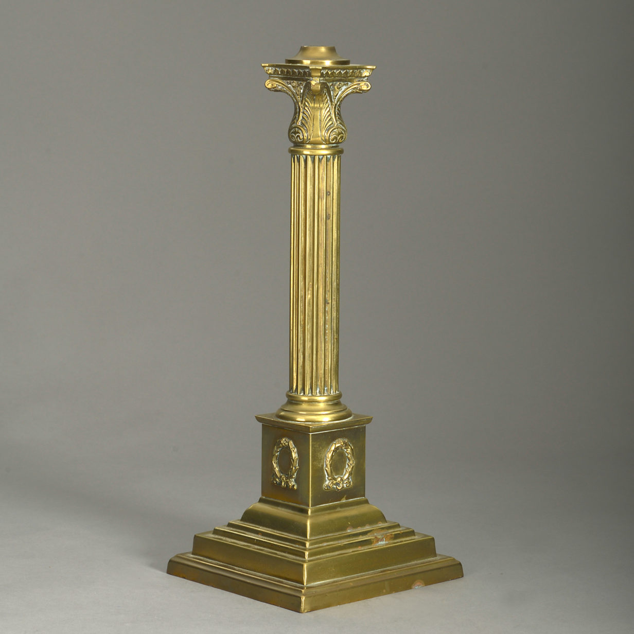 19th century victorian brass column lamp
