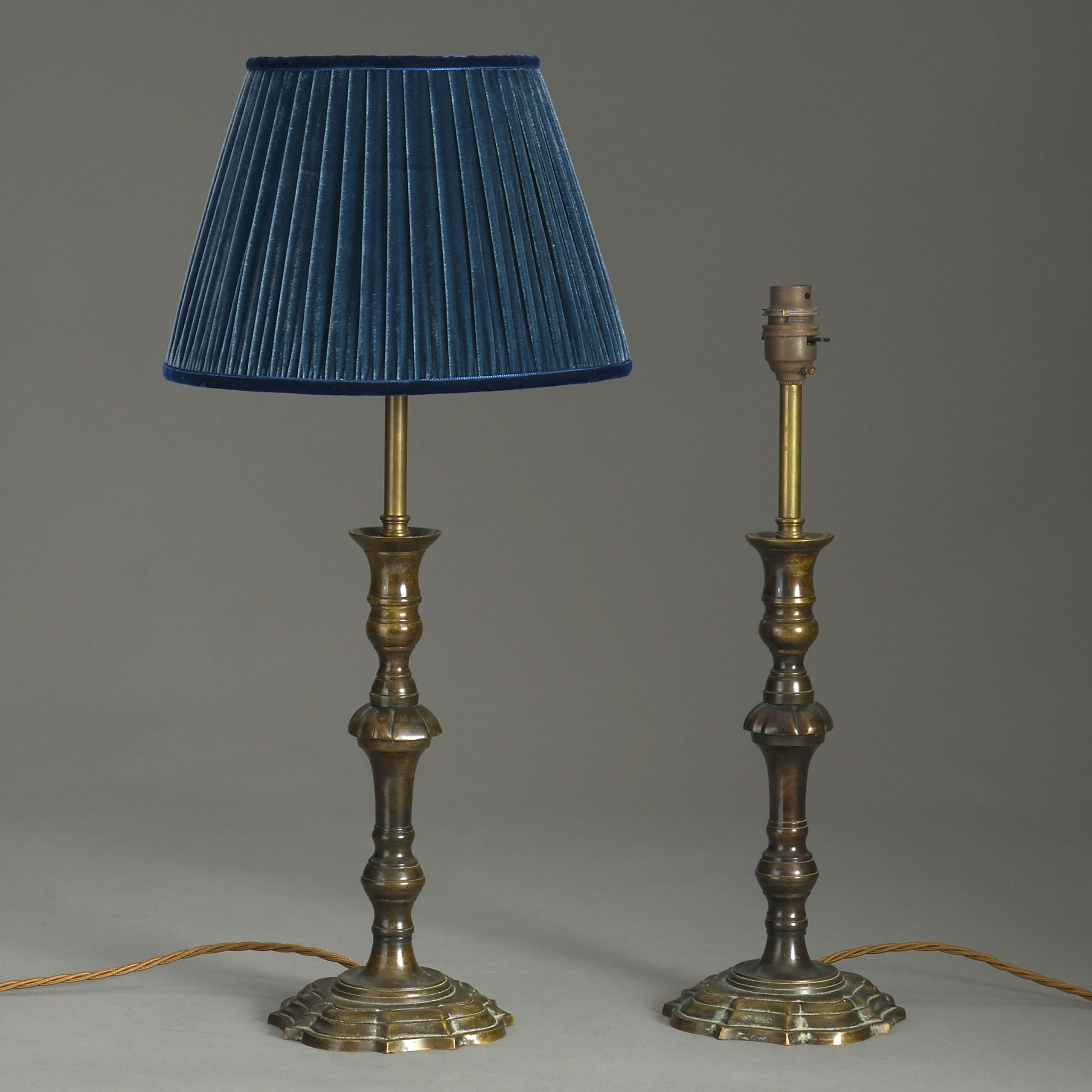 A Pair Of Georgian Style Bronzed, Candlestick Table Lamps Uk