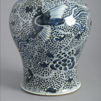 Dark blue and white kangxi vase