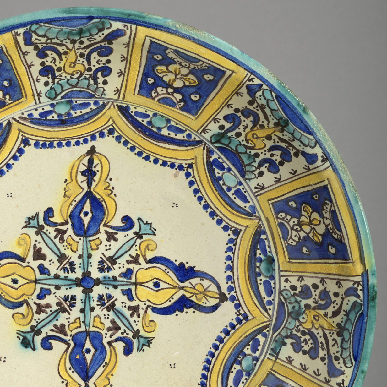 Late 19th century polychrome pottery charger