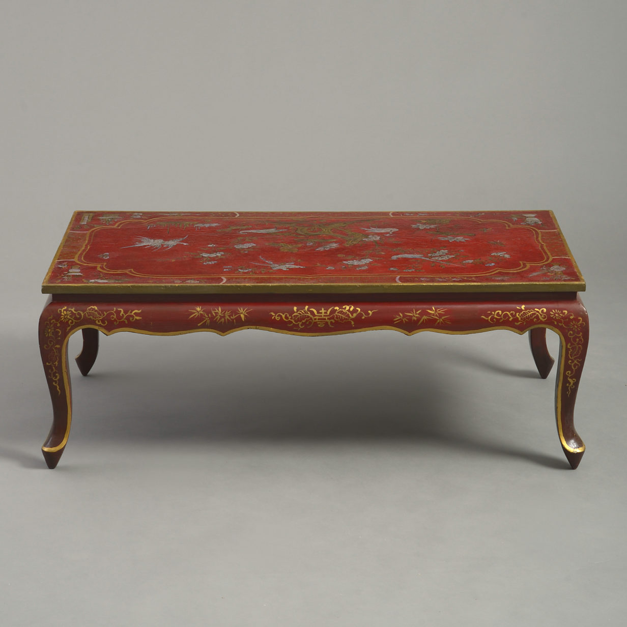 Early 20th century red lacquer low coffee table