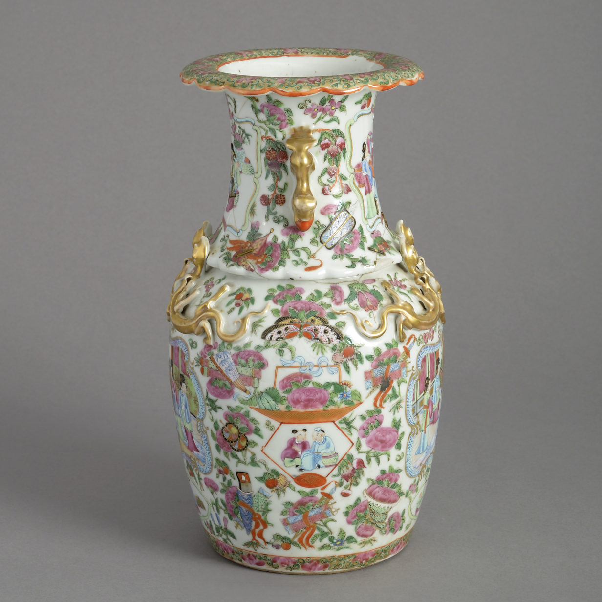 19th century famille rose porcelain canton vase