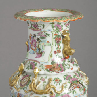 19th century famille rose porcelain canton vase