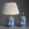 Pair of blue and white delft vase lamps