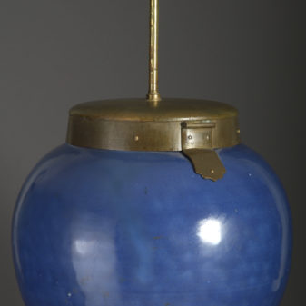 18th century powder blue porcelain vase lamp