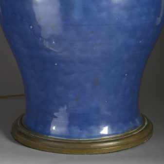 18th century powder blue porcelain vase lamp