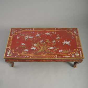 Early 20th century red lacquer low coffee table