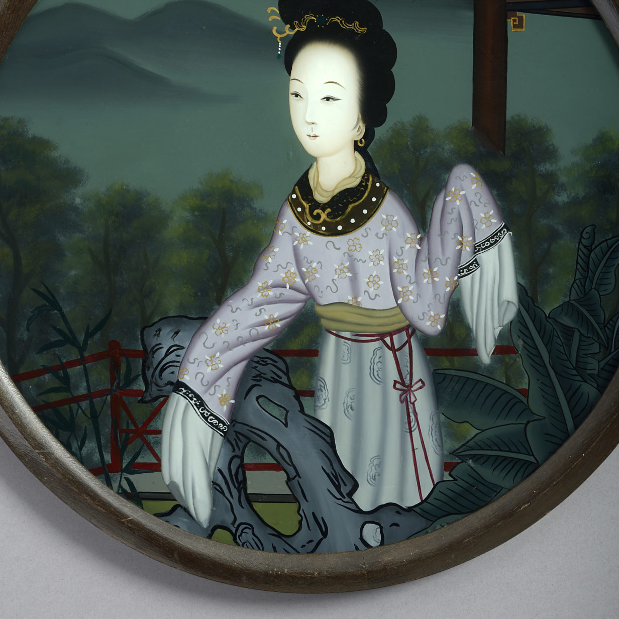 19th century reverse glass portrait of a lady