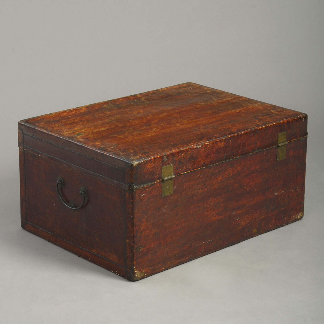 Chinese red leather trunk