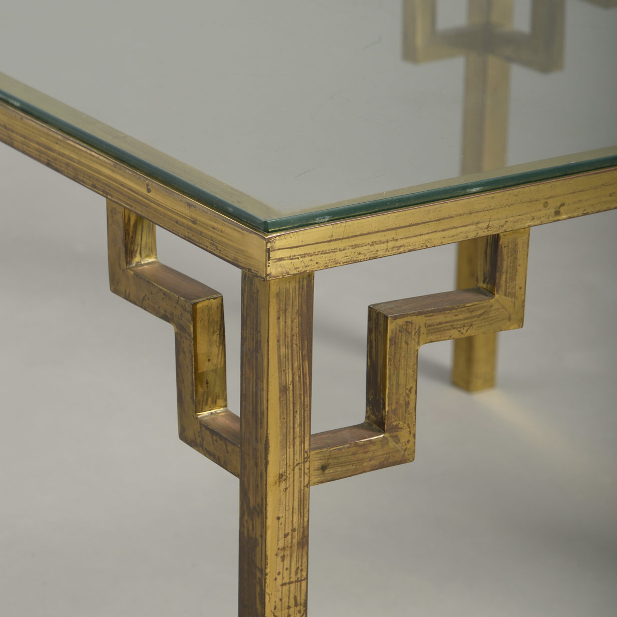 Mid-century square brass low coffee table