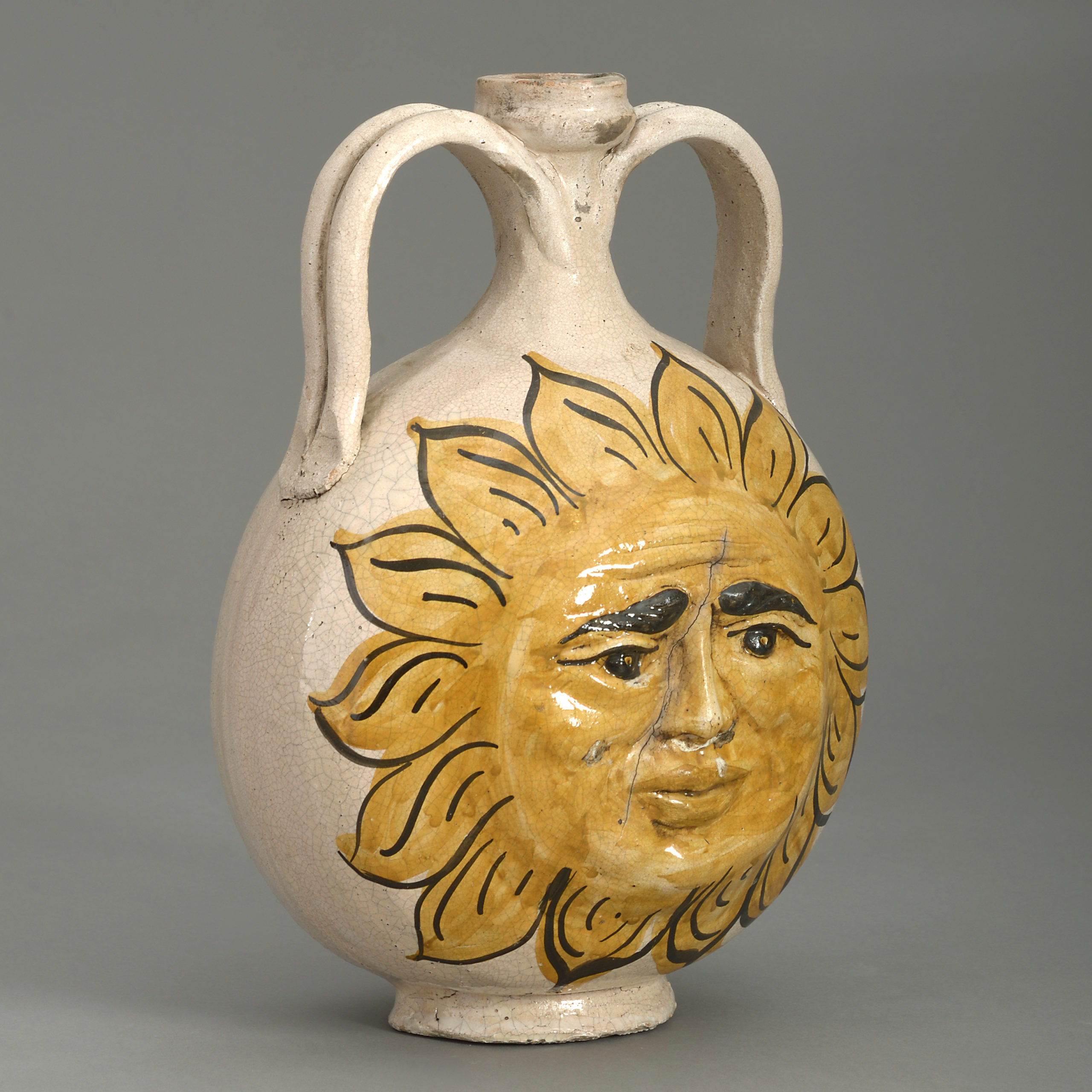 MidCentury Sicilian Caltagirone Pottery Sunburst Vase Timothy