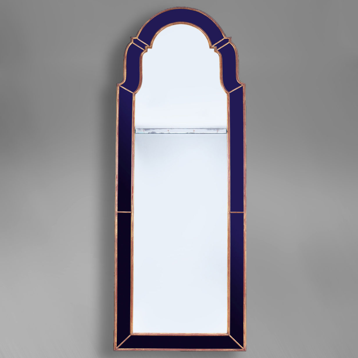 Mid-century blue border glass pier mirror