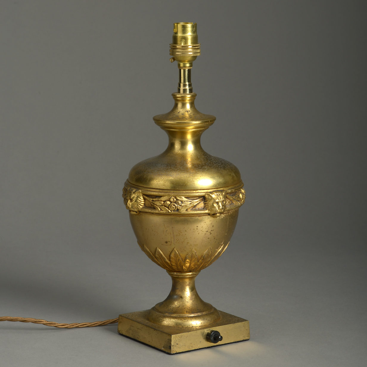 Early 20th century gilt metal urn lamp