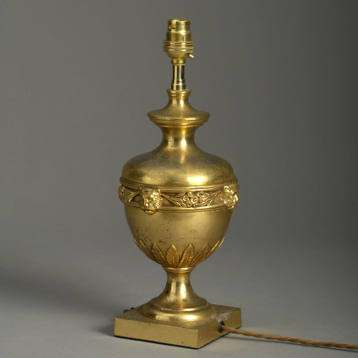 Early 20th century gilt metal urn lamp