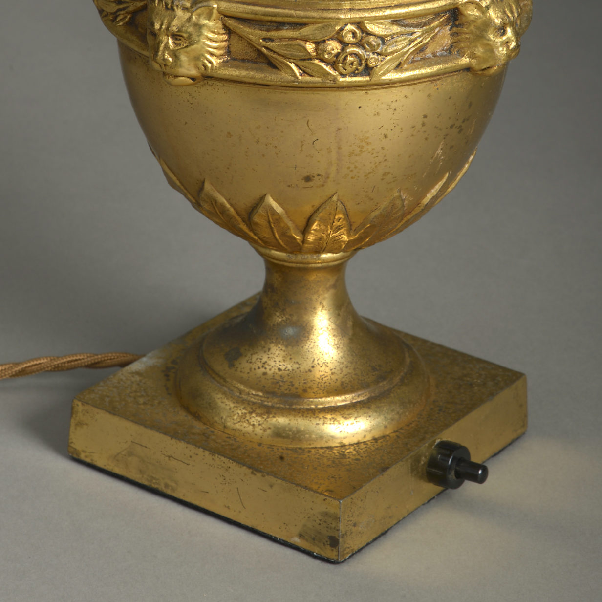 Gilt brass urn lamp