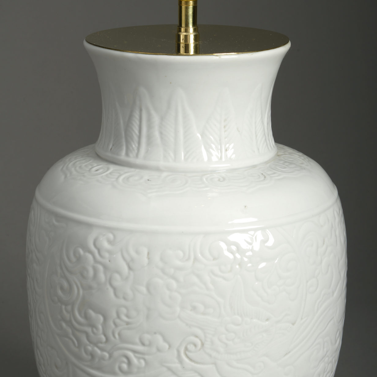Small white porcelain vase lamp