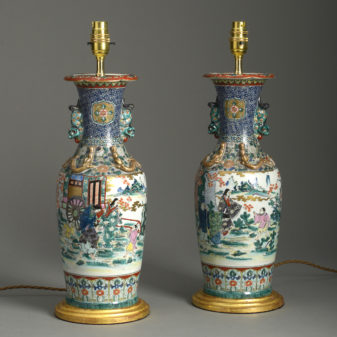 Pair of 19th century kutani porcelain vase lamps