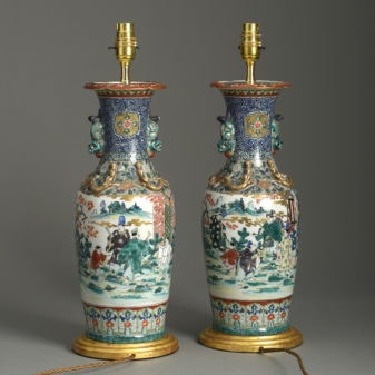 Pair of 19th century kutani porcelain vase lamps