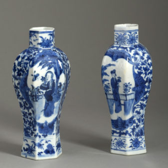 Pair of Small Blue & White Vases