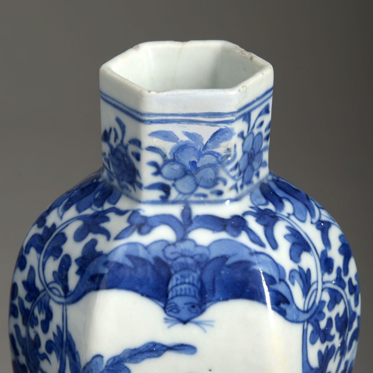 Pair of small blue & white vases