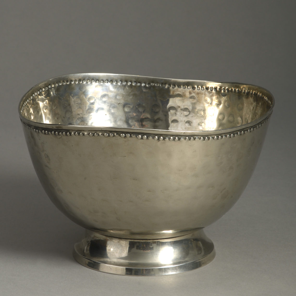 Mid-century hammered silvered bowl
