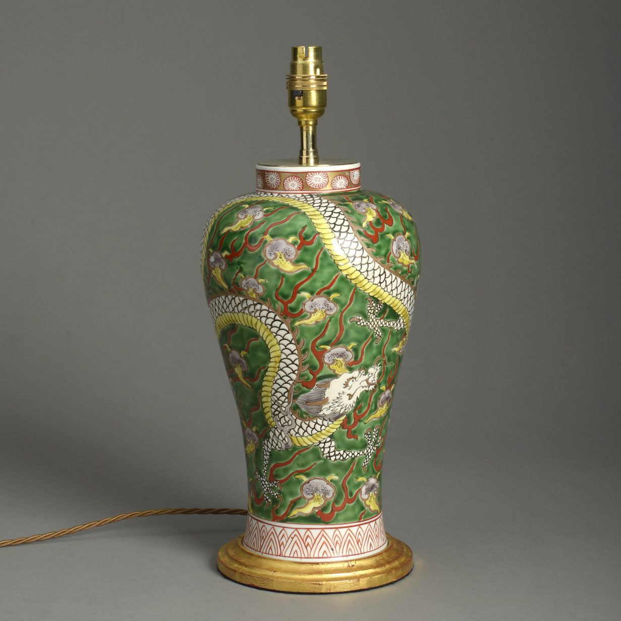 19th century porcelain dragon vase lamp