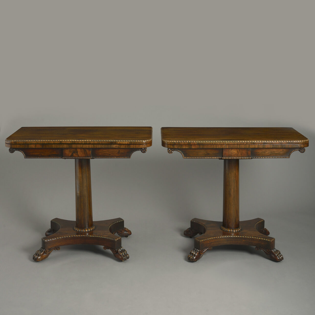 Pair of Early 19th Century Regency Period Rosewood Card Tables