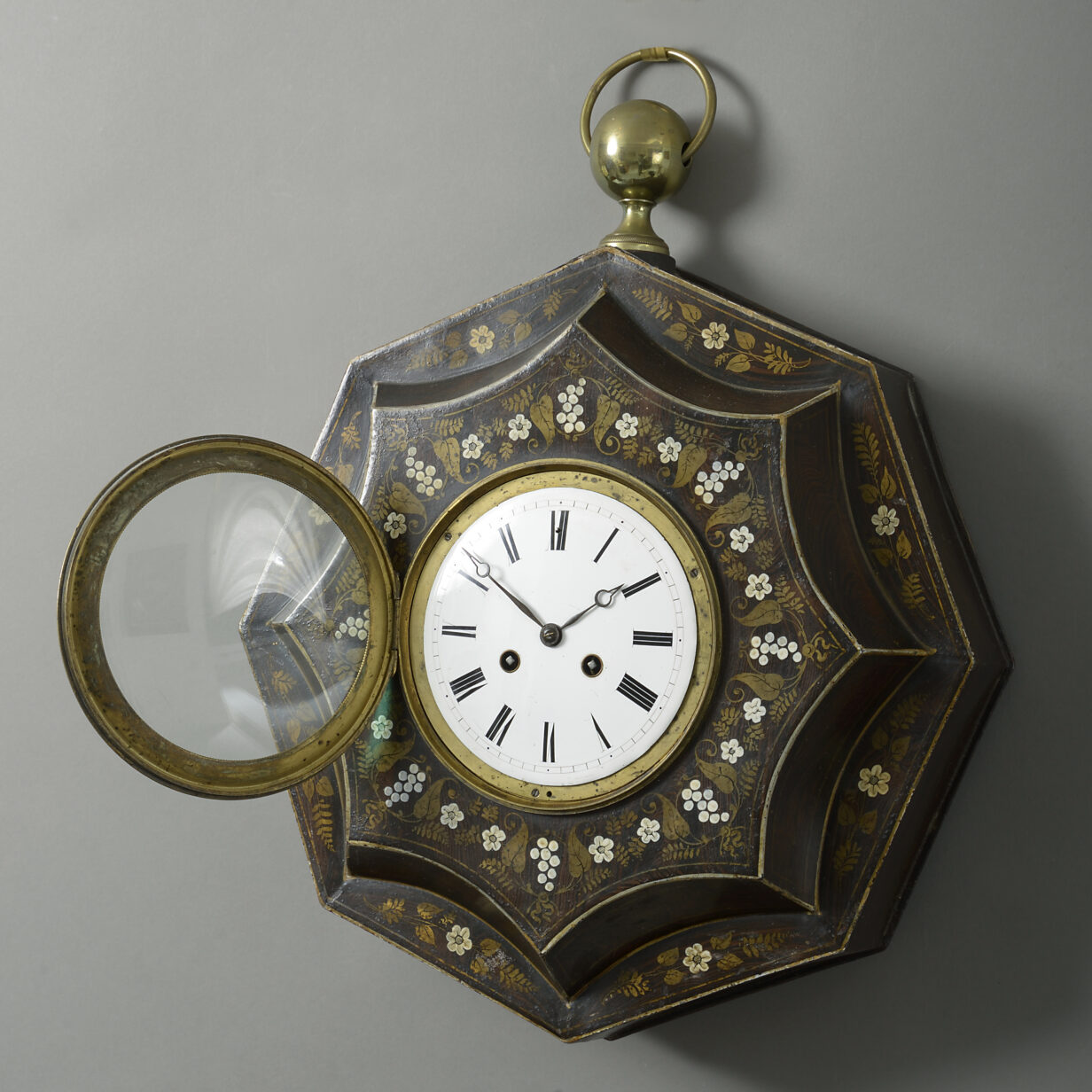 19th century empire period tole cartel clock