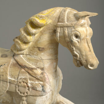 19th century victorian carved wooden carousel rocking horse