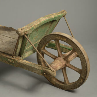Large 19th century victorian painted wooden wheelbarrow