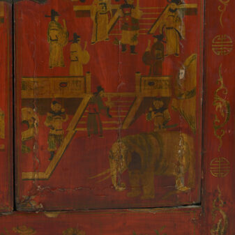 Tall chinese export red lacquer cabinet