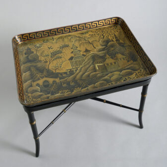 Early 19th century regency period papier mache chinoiserie tray table